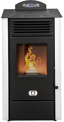 STUFE A PELLET ITALIA California 8 KW | Poêle à Granulés à Air Ventilé Efficacité 91% Chauffe 70m² Autonomie 20H Programmable 5 Vitesses et Puissances Design Compact Garantie 24 Mois Blanc