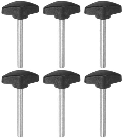 QUARKZMAN 6 Stück Rändelschraube Flügelschrauben Kunststoff T-Flügelknöpfe M6 x 55 mm Metrische männliche Gewindestifte T-Kopf Kunststoffknöpfe Daumenschraube, Schwarz