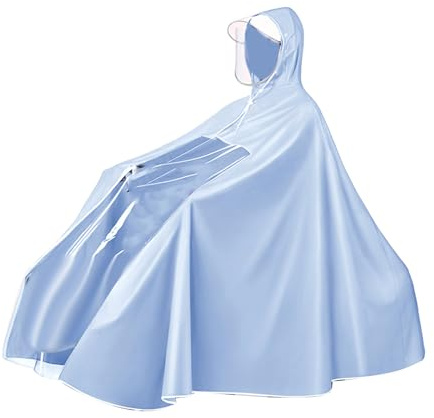 Culnflun Raincoat, PVC Material Electric Cycle Rain Poncho Long Full Body Reusable Rainproof Cycling Raincoat, for Electric Scooters (3XL Bicycle Type Blue)