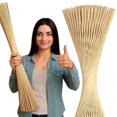 50 Pcs Smore Sticks for Fire Pit Extra Long - Thick 36 Inch Long Smores Sticks for Fire Pit, Suitable for Crafts & Flower Bouquets - 5mm Thick Bamboo Skewers for Smores, Meat, Kabobs, Hot Dogs, Fruits