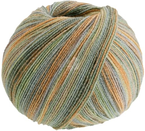 LANA GROSSA MW100 Cotton Bamboo Sole Mix | 4-fädiger Baumwoll Klassiker | Handstrickgarn aus 40% Baumwolle, 25% Schurwolle, 20% Viskose (Bambus), 8% Polyamid & 7% Polyester | 100g & 420m Wolle FB6417