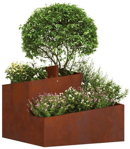 vidaXL Garten-Pflanzgefäß Rostoptik 60 x 60 x 50 cm Wetterfeststahl | Aus hochwertigem Cortenstahl, der wirklich lange hält, Eine stabile rechteckige Form, die richtig gut aussieht,
