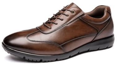 Scarpe da ginnastica da uomo in pelle leggera, supporto per l'arco plantare, resistenti agli odori e anti-fatica per camminare tutto il giorno | Raccomandate dal fisioterapista, Marrone, 40 2/3 EU