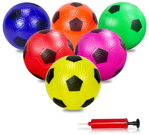 Ynanimery Small Footballs for Kids, Sports Inflatable Footballs Multipack | Soft Sports Balls with Pump-Playground Kids Football，Indoor Outdoor Play Beach, Park, Swimming Pool Party