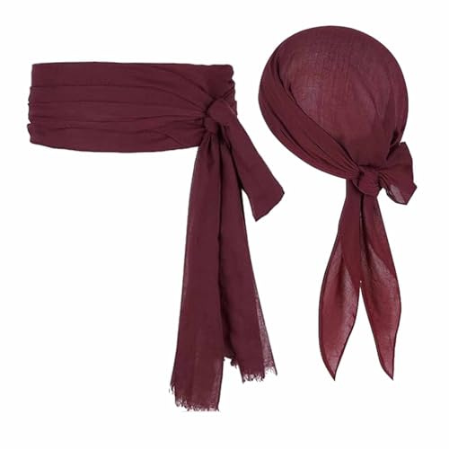 2 Stück Piraten Kostüm Zubehör Set,Kopftuch +Gürtel,Bequem Piratenhut,Pirate Accessories,Mittelalterliche Große Schärpe,Piraten Kopftuch Für Weihnachten Halloween Karneval Party Rollenspiel Dekoration