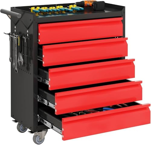 Robuster Roll-Werkzeugkasten mit Schubladeneinlagen, langlebige Aufbewahrungslösung für Garage, Werkstatt und Lager