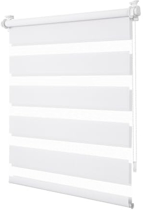TFSKY Doppelrollo Klemmfix ohne Bohren Weiß B60 x H130 cm | Stoffbreite 55cm, 100% Polyester, Fenster Rollos für innen, Lichtregulierung & Sichtschutz, Höhe Stufenlos Verstellbar