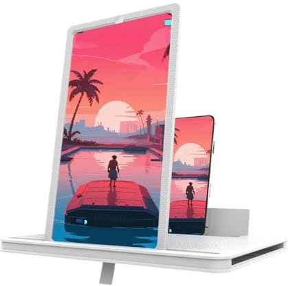 Lente di ingrandimento per schermo per telefono cellulare, universale, orizzontale e verticale, ingranditore per film, video e giochi (bianco 14)