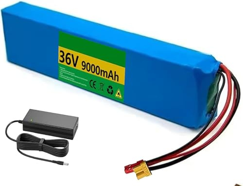 Caimcie Batteria per Scooter Elettrico da 36 V e 9 Ah, Batteria per Bicicletta elettrica, Batteria al Litio per Bicicletta elettrica, con caricabatteria XT30+JST