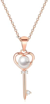 Accessori per Ragazze Collana con Chiave per Donna, Collana con Ciondolo a Forma di Cuore in Argento Sterling 925, Lucchetto per collane e Compleanno con Scheletro