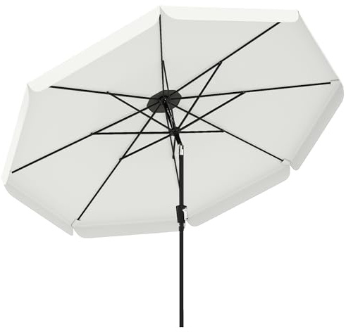 Outsunny 3 m Garden Parasol with Tilt Mechanism & Crank Handle, UPF 30+ Patio Umbrella Outdoor Table Umbrella with Vent for Market Terrace, Cream White