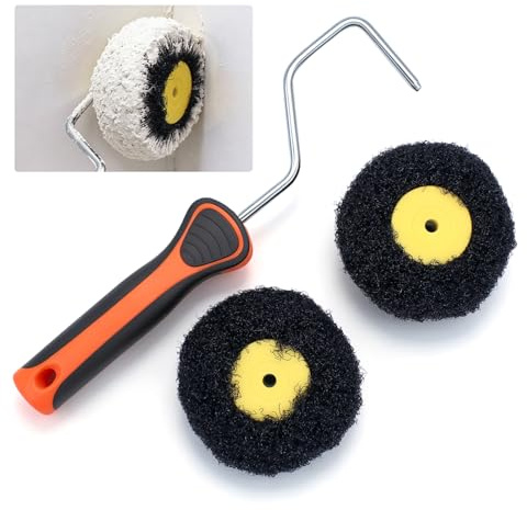 Lurtgex® 2 × Ecke Spezialwalze für Spachtelmasse und 1 × Farbrolle Bügel | Farbroller Eckenroller Lackierwalze Lackrollen Eckenwalze Wandecken Lackierwalzen Deckenecken Lackrolle Ecke Spachtelwalze