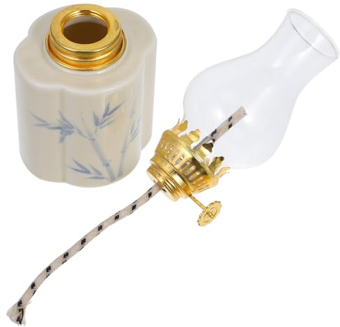 Mikikit Vintage Petroleumlampe aus Keramik und Glas, 1 Stück