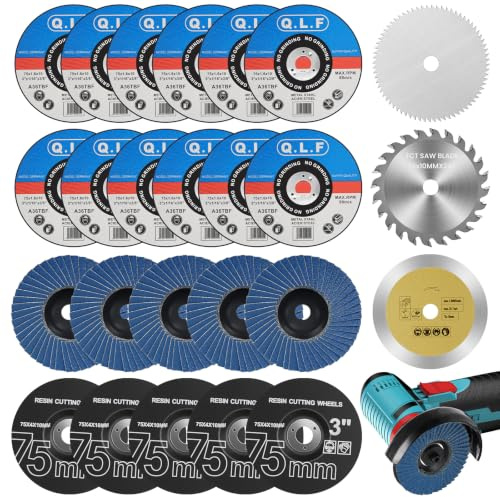 NUTKIT skärskivor, 25 stycken kapskivor 76 mm, 4 sorter skärskivor | Fläktskivor set för minivinkelslipar, skivor, slipskivor för metall stål järn rostfritt stål trä keramik kakel