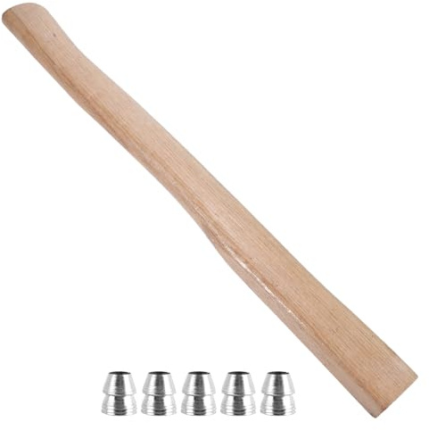 Veemoon Wooden Hatchet Handle Replacement Set with Steel Wedges, Easy to Use and Install, Sturdy Wood Material, for Tool Repair and Woodworking Tasks