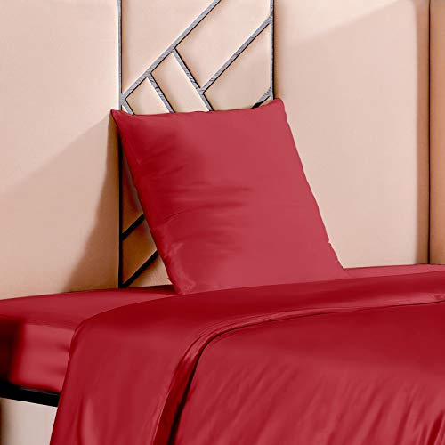 THXSILK 100% 19 Momme Seide Kissenbezug Kissenhülle mit Reißverschluss - Seide Kissen Bezug - Super Weich und Glatt Seide Kopfkissenbezug (80x80cm, Rot)