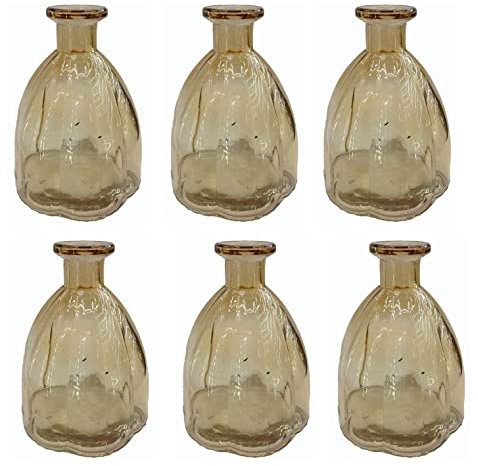 Botellas decorativas de cristal de 3 o 6 unidades de cristal de corcho vasos de decoración farmacia botella de licor farmacia de cristal vintage (6 unidades, naranja)