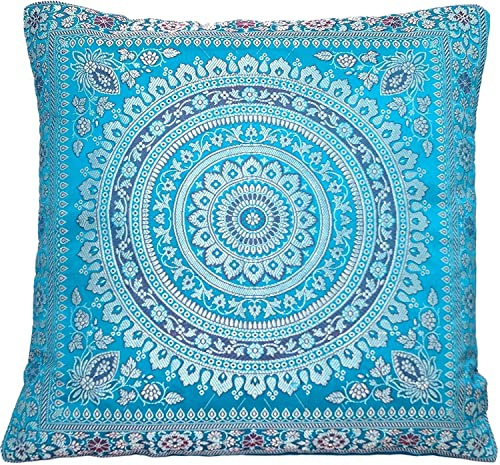 Ruwado Royalgrün Seide Kissenbezug | Zierkissenbezug | Sofakissenbezug | Dekokissen | Zierkissen - 40 cm x 40 cm ***Handgewebt und Handgefertigt von Kunsthandwerkern aus Kaschmir-Indien***