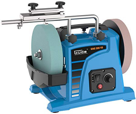Güde 55247 GNS 200 VS Ponceuse à eau (230 V, 120 W, disque abrasif sec et humide 200 mm), bleu, 45,5 x 28 x 37 cm