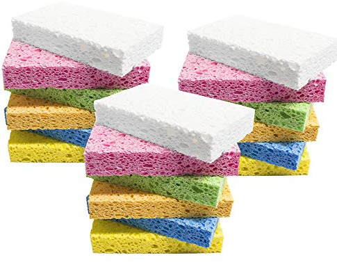 ARCLIBER Cleaning Scrub Sponge,Cellulose Non-Scratch for Kitchen,Bathroom,Cars,Colorful Compressed Sponge (18 Pack)
