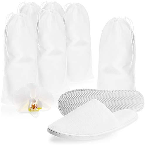 com-four® 6x Chaussons en tissu éponge haut de gamme - chaussures de bain - taille 38/39 - couleur: blanc - unisexe