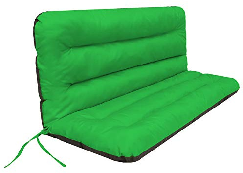 PillowPrim Cojín para columpio de Hollywood, cojín para banco de jardín, cojín para banco, cojín de asiento y respaldo, cojín de jardín, ancho del asiento de 150 cm, color verde