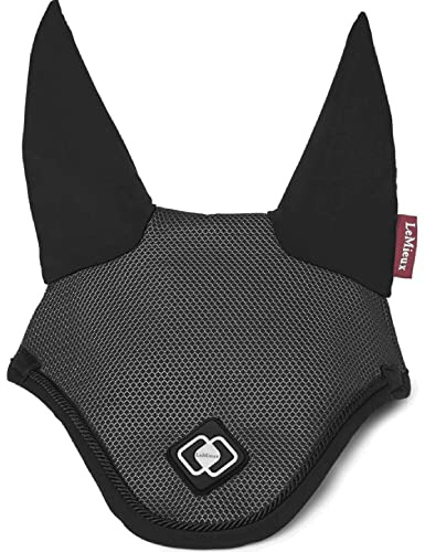 LeMieux Ultra Mesh Fly Hood in Black with Soft Lycra Ears - Comfortable Fit Equestrian Mask - Sport Horse Wear - Medium