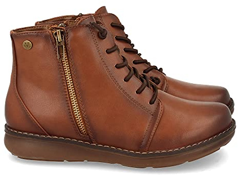 shoes&blues.es Botin Plano para Mujer, Comodos, Estampado Liso, Cordon Elastico, y Cierre de Cremallera, Otono Invierno 2021