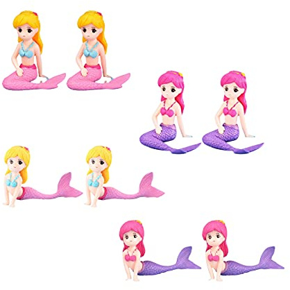 8 Stück Miniatur Meerjungfrau Figuren Mermai Doll Cake Topper Meerjungfrau Puppe Kuchen für Ozean Thema Party Baby Dusche Party Kuchen Dekoration