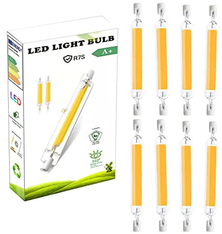 EIMOPE R7S LED 78mm 10W Glühbirne Dimmbar, Warmweiß 2700K, Ersetzt R7S J118 100W Halogenstab, 1000LM, 360 Grad Licht, R7S 78mm COB LED Linear für Baustrahler Deckenlampe, 8er Pack