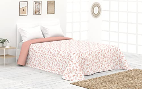 Victorio & Lucchino Colcha Fina de Verano y Primavera Sin Cojines. Ligera Colcha cubrecama de Microfibra. (Cama 135 cm, Hojas - Coral)