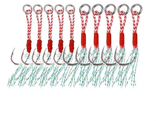WENMENG2021 Angeln Quick Knot Tool 10 Teile/los Angelköder Langsame Jigging Angeln Guss Jigs Assist Hook Barbed Single Jig Haken Thread Federköder Hooks Angelhilfe Haken Kit Verschiedene Angelhaken