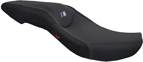 Funda de Asiento Compatible con BMW S1000XR M 2020-2022 Negra con Costuras Grises (Alta)