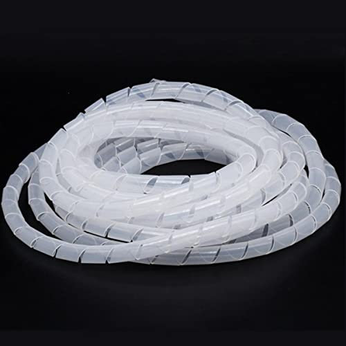 CTLH20 PE Insulating Sleeve Wire Harness Cable Protection Conduit Spiral Wound Tube Resistant High Temperature Auto Mechanical Circuit-White,6mm (15meter)