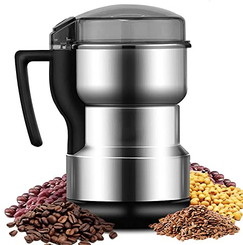 Molinillo eléctrico de granos de café, máquina trituradora multifunción, molinillo de especias y molinillo de especias de alimentos de bajo ruido, molinillo eléctrico de granos de cereales de 300 W,