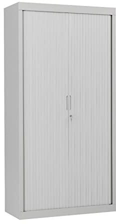 furni24 Querrollladenschrank Sideboard 100cm breit Stahl Büro Aktenschrank Rollladenschrank grau (HxBxT) 200 cm x 100 cm x 45 cm