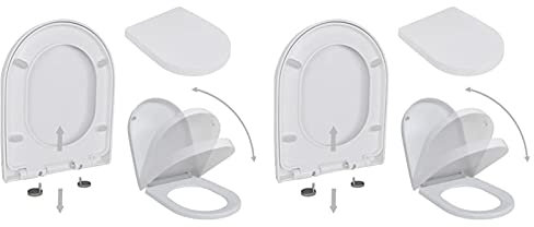 Toilettensitze mit Absenkautomatik 2 Stk, XIAOGUANG Klodeckel, Toilettendeckel, Wc Sitz, Klobrille, Wc Deckel, Toilettenbrille, Kunststoff Weiß