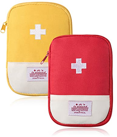 XPEX 2 Piezas Mini Botiquín de Primeros Auxilios,Portátil Mini Kit Primeros Auxilios Viaje, para Situaciones Emergencia en Hogar, Viajes,Botiquin Viaje,Bolsa Médica Vacio,Botiquin