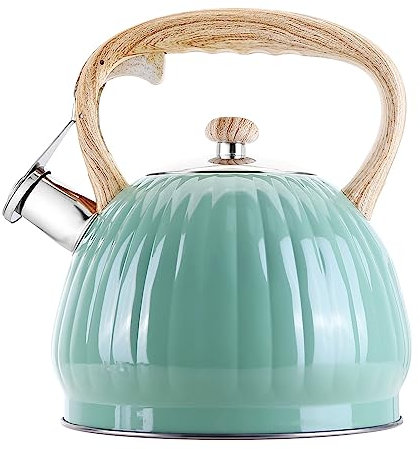 Bouilloire Sifflante Induction En Acier Inoxydable 3.5L, Retro Théière Bouilloire Avec Sifflet Poignée Résistante À La Chaleur, Sans BPA Pour Cuisinière À Gaz, Réchaud Électrique, Théière Voyage