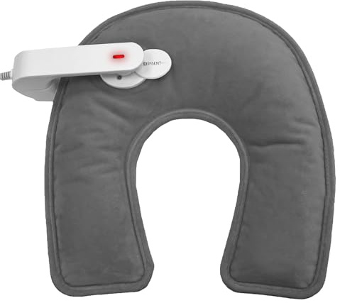 EPISENT U-Shape Electric Hot Water Bottle for Neck & Shoulder Pain Relief, Rechargeable Wearable Heat Pad with Soft Velvet Cover, Neck Warmer for Adults, Long Lasting Heating Bag, (Grey)