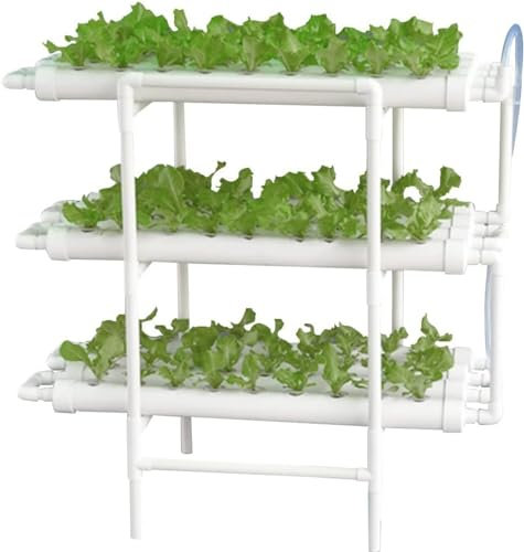 awolsrgiop Hydroponic System, 108 Löcher 3 Etagen Hydroponic Growing System Hydroponisches Anzuchtsystem, Garten-Hydroponic-Wachstumsset mit 12 Rohre, 96 × 55 × 111cm
