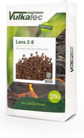Vulkatec Lava 2-8 mm 25l Lavasplitt für Mulchen, Wegbelag, Dränschicht und Unkrautunterdrückung