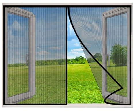 Fly Grille Window Insect Protection Magnet Without Drilling Mosquito Net Roof Windows Fly Protection Grille for Inside Practical Magnetic Closure Black 205x230 Cm