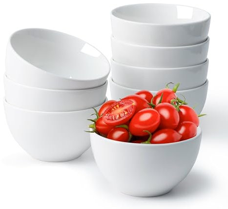 NUTRIUPS 300ml Cuencos Pequeños, 11x6cm Tazón de Postre de Cerámica, Tazones Blancos para Salsa Aperitivos Snack