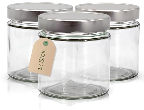 Apoidea – Marmeladengläser 500g mit Twist off Deckel in Silber 13 Stück