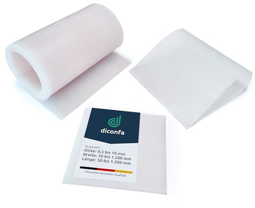 diconfa Silikonmatte Silikonplatte NACH Maß - DICKE: 0,5mm bis 10mm - BREITE/LÄNGE: 50mm bis 1200mm - AUSWAHL: 500mm x 1000mm x 10mm (50cm x 100cm x 1cm) transparent Unterlage Silikon