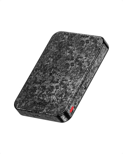 SHARGE CarbonMag Power Bank MagSafe 10000mAh Certificato Qi2 Caricatore Magnetico in Fibra di Carbonio, Batteria Portatile Leggera con Ricarica Rapida PD 20W per iPhone 16/15/14/13/12