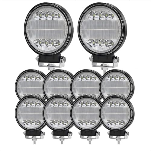 WELLIT Scheinwerfer LED Arbeitsscheinwerfer 10x72W 12v 24v,Runde LED Zusatzscheinwerfer Offroad Wasserdicht IP68 Traktor SUV Auto