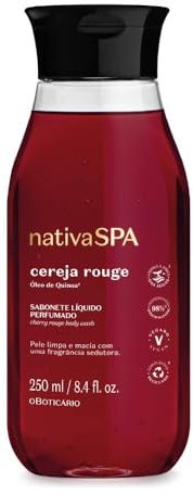 O Boticário | Nativa SPA | Cereza Rouge | Gel de Ducha Hidratante | 250ml | Jabón Líquido de Baño | Vegano | Gotas de Quinoa para Más Hidratación | Piel Suave, Limpia y Perfumada