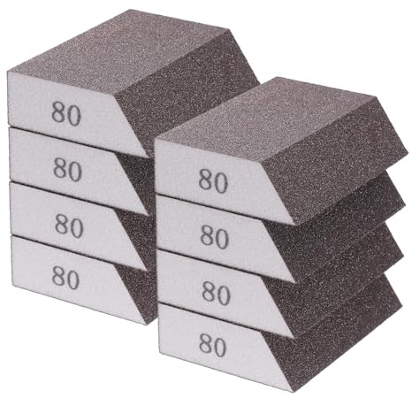 sourcing map 8pcs Sanding Sponge Blocks 80# (180-220 Grit) Sanding Sponge with Angled Edge 4x2.8x1, Washable and Reusable Foam Sanding Block for Polishing Kitchen Metal Wood Drywall Home